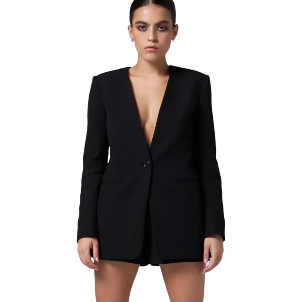 Laws of Motion Mogul Blazer Black Deep V Tailored Jacket Size Small
